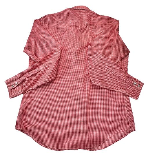 Vintage Pierre Cardin Western Shirt Red Gingham Pearl Snap 70s  80s Men’s L - Picture 5 of 8